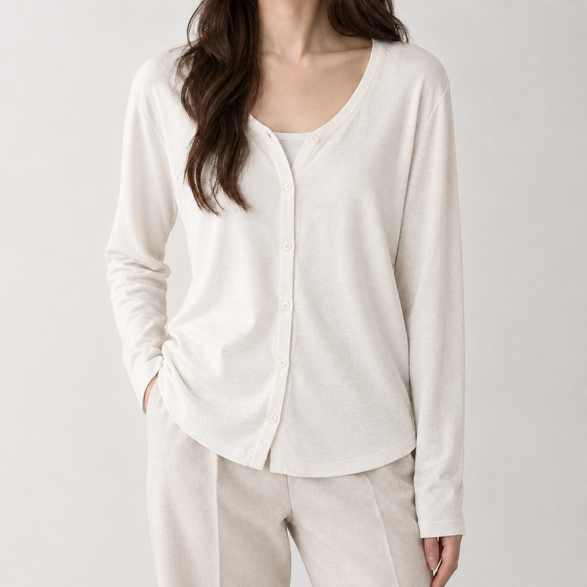 Sabrina Linen Cardigan - Rice White
