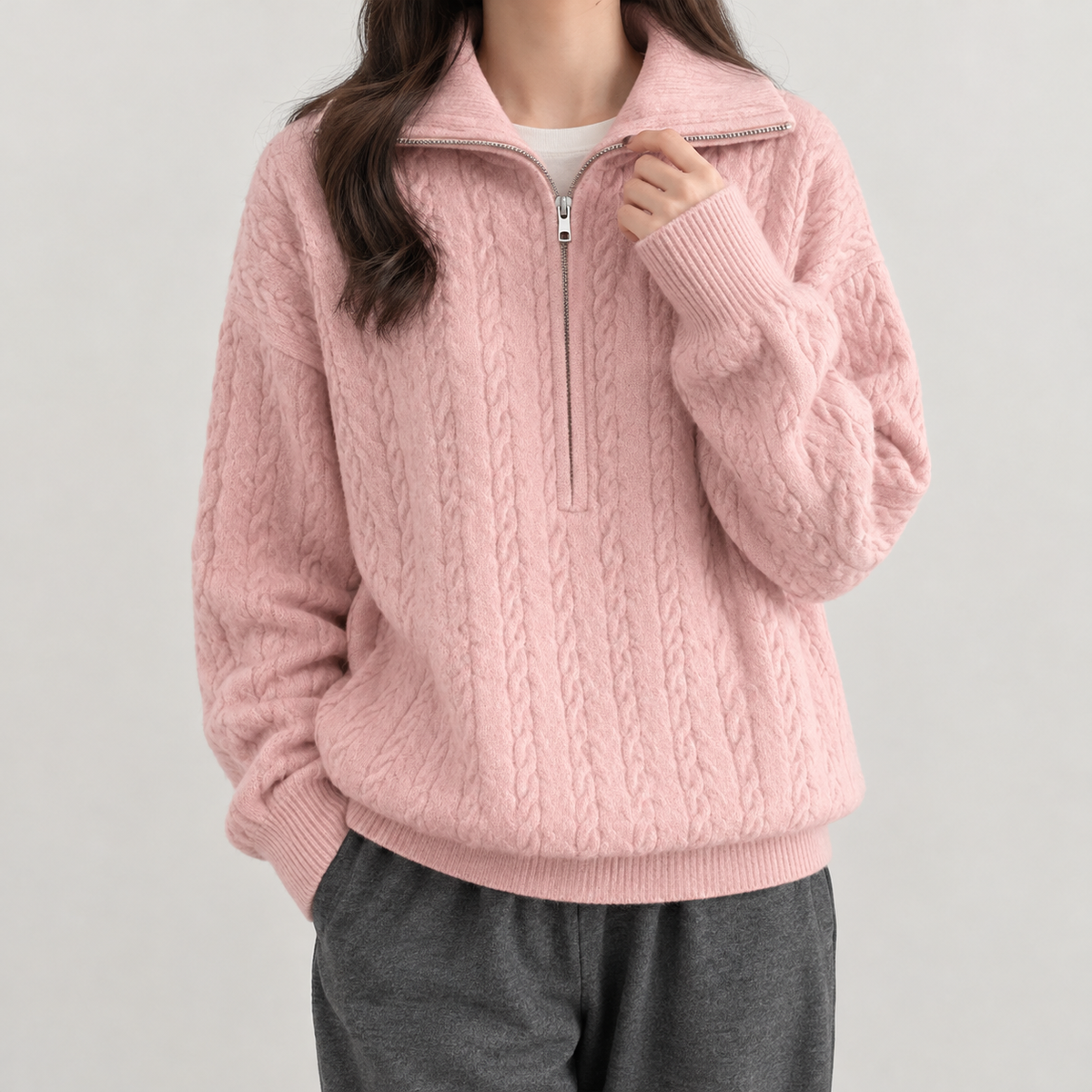 Amandina Cable Knit Sweater - Grey
