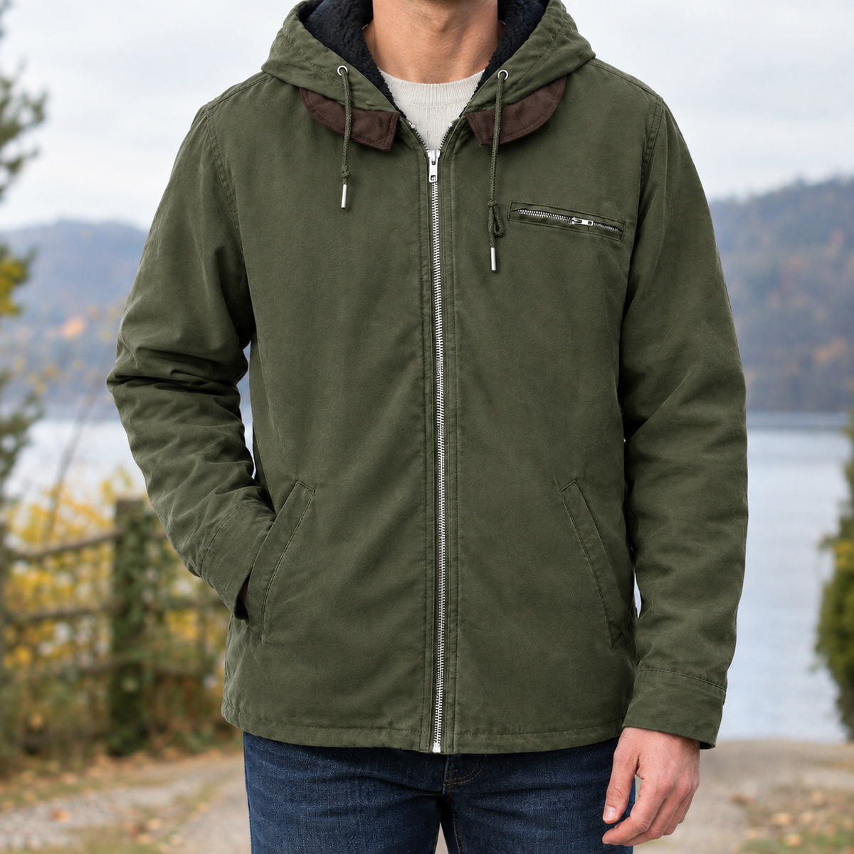 Ebbe Hooded Cotton Jacket - Army Green