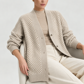 Karolin Herringbone Cardigan - Apricot