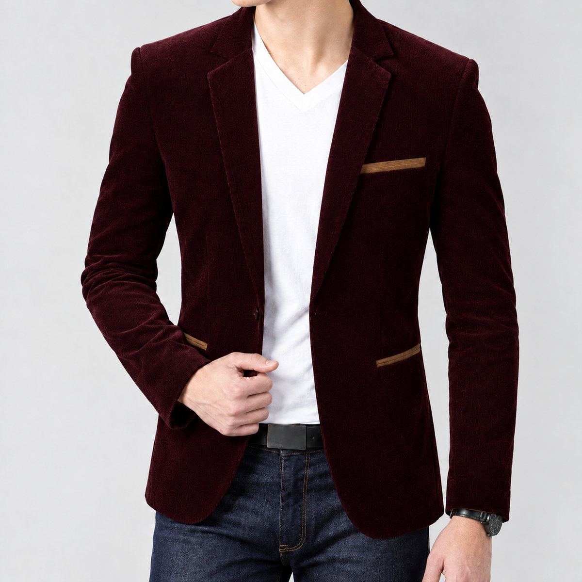 Nathan Slim Fit Blazer - Burgundy