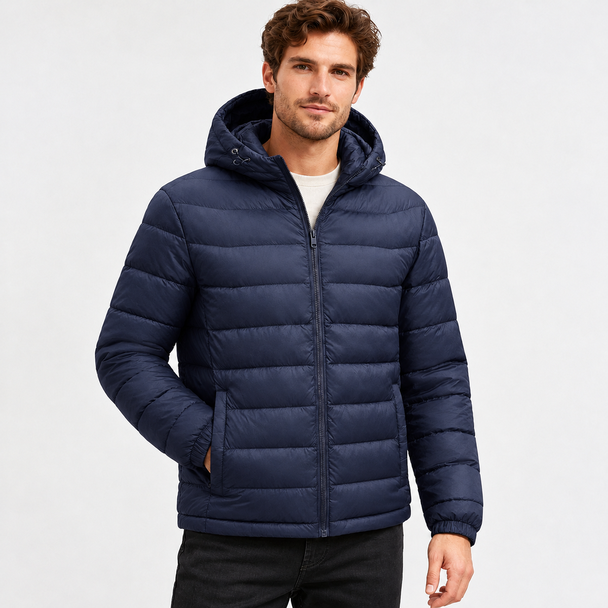 Ambrose Hooded Puffer Jacket - Navy