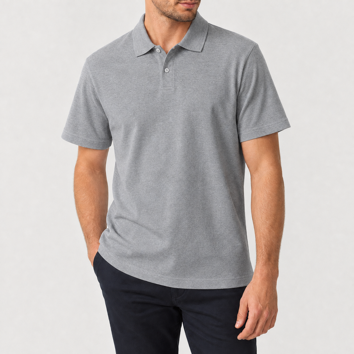 Matthias Cotton Polo Shirt - Gray