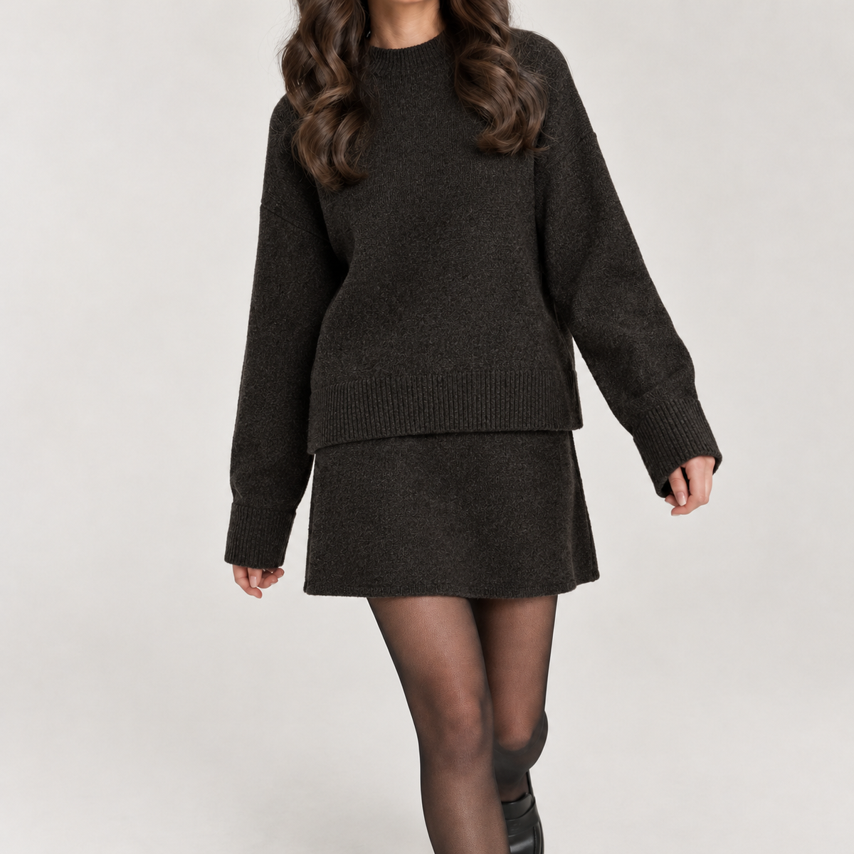 Dora Relaxed Knit Set - Coffee