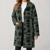 Penelope Printed Overcoat - Army Green