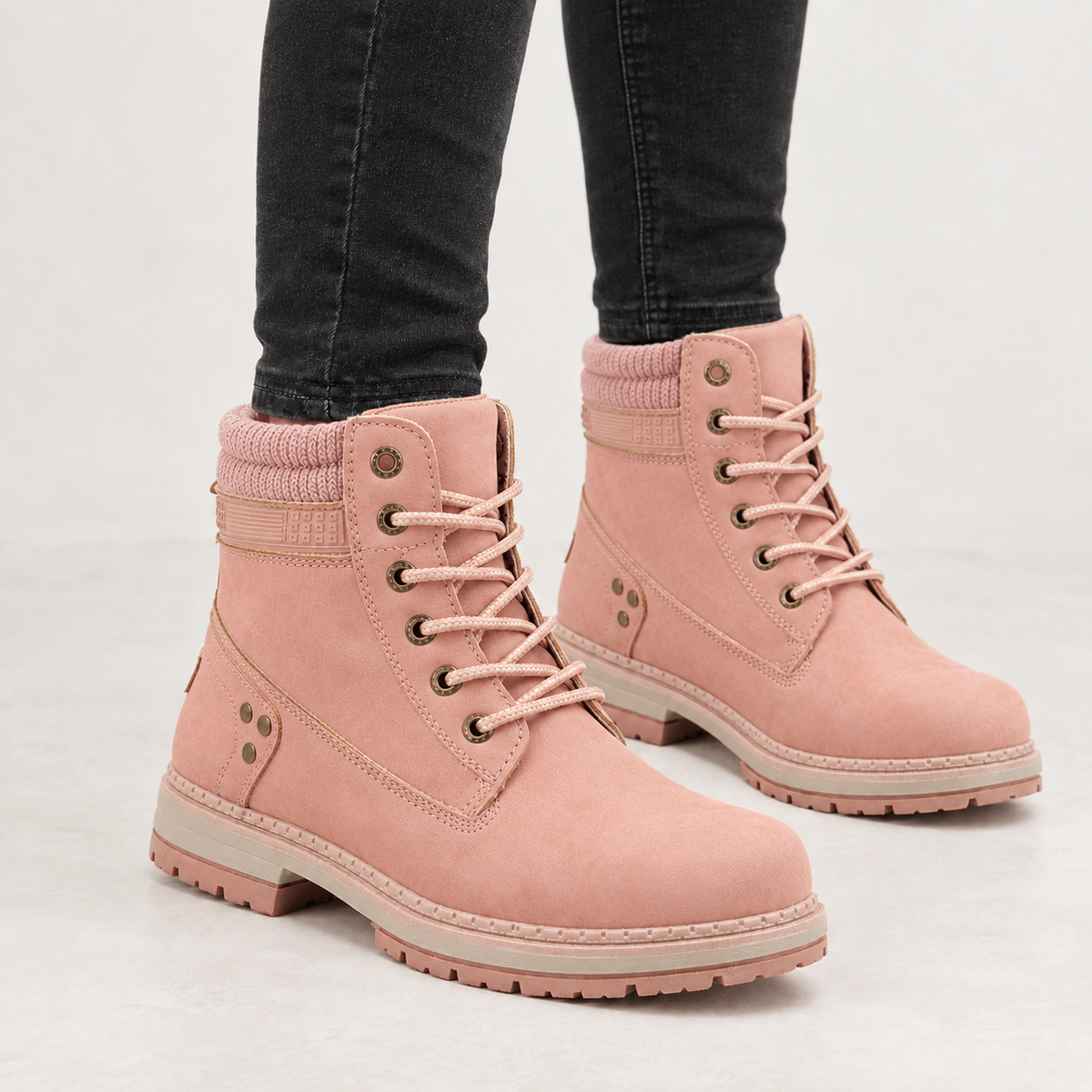 Sorrento Lace Up Boots - Pink
