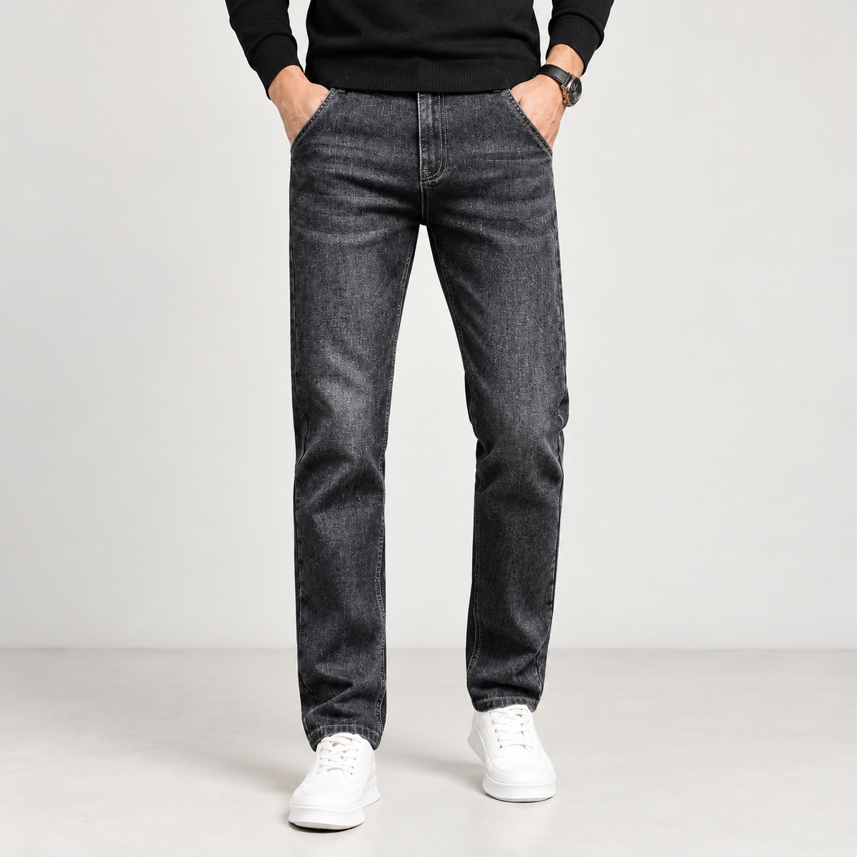 Brage Straight Leg Jeans - Black Gray Xk