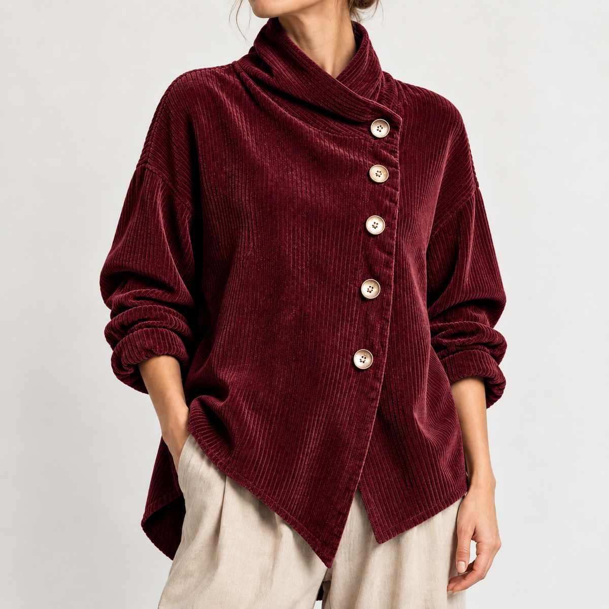 Talia Cowl Neck Top - Wine Red
