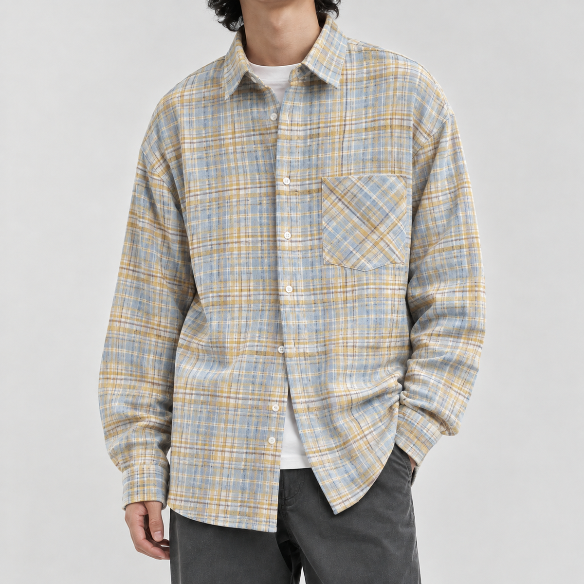 Gioele Plaid Overshirt - Yellow