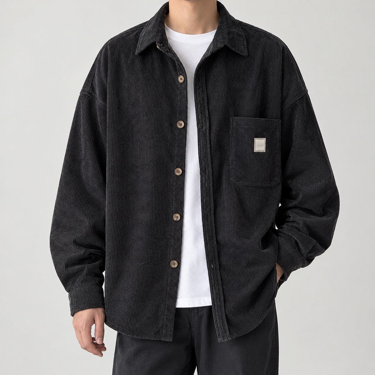 Norbert Corduroy Overshirt - Black
