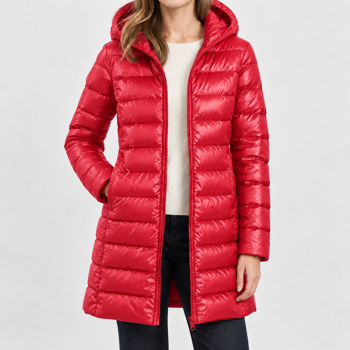 Catarina Cashmere Puffer Jacket - Red