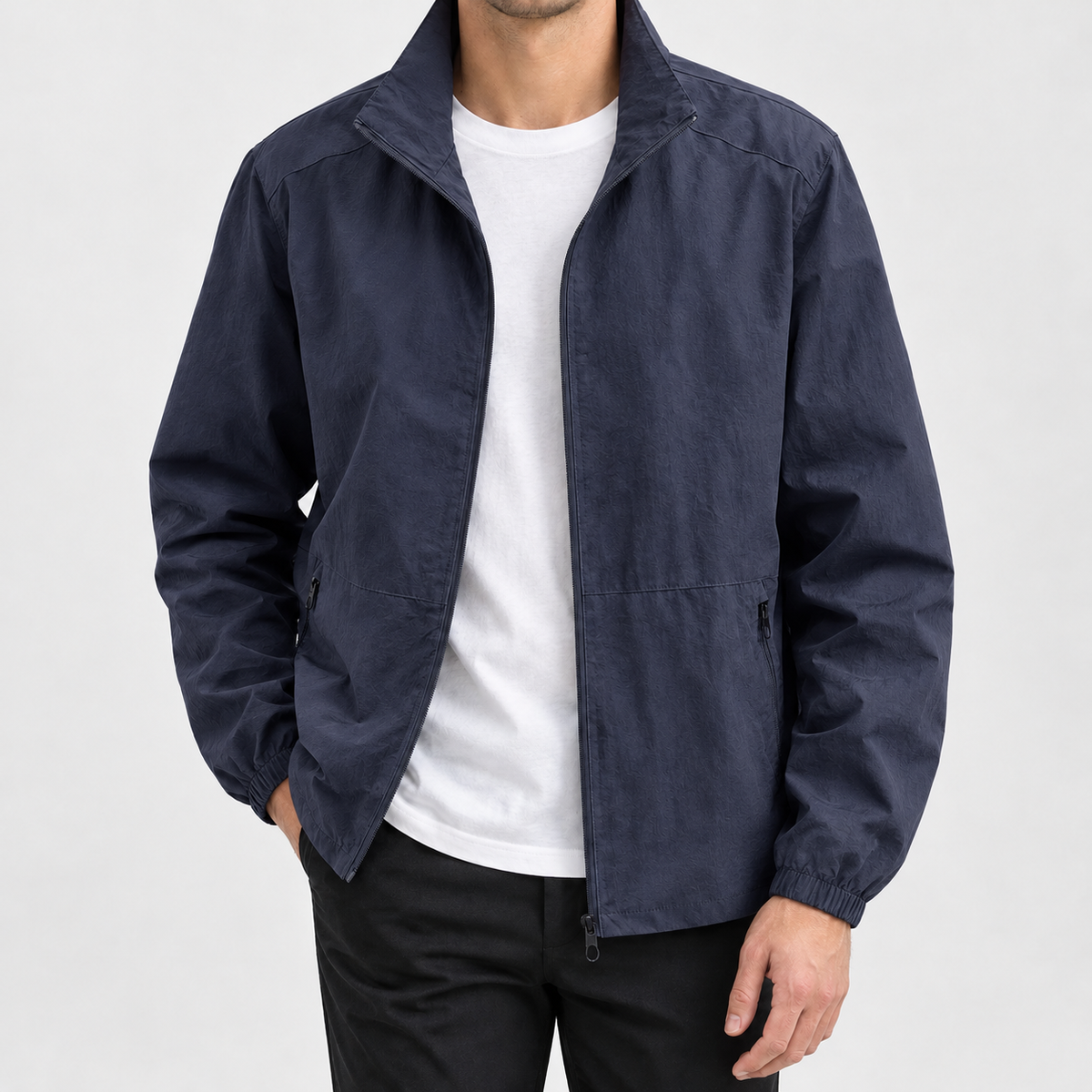 Brice Stand Collar Jacket - Dark Blue