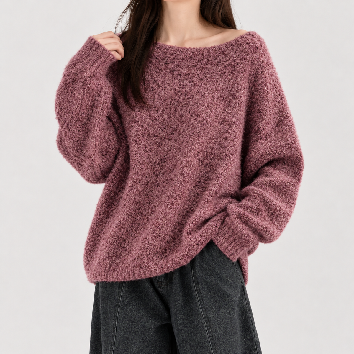 Yngvild Oversized Knit Top - Raspberry Red