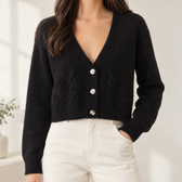 Antonina Cable Knit Cardigan - Grey