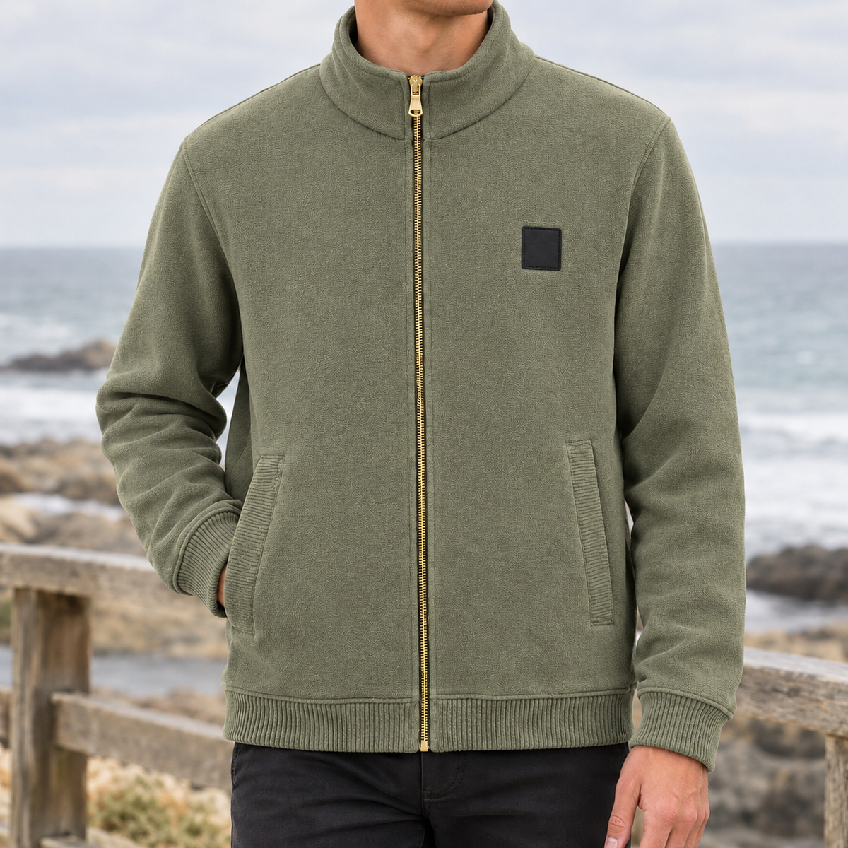 Dietrich Stand Collar Jacket - Army Green