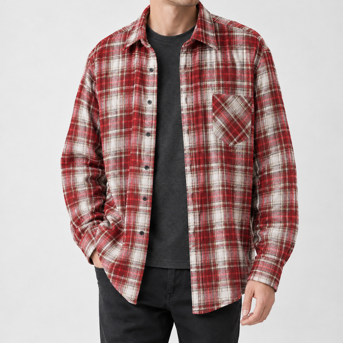 Gianfranco Plaid Overshirt - Red