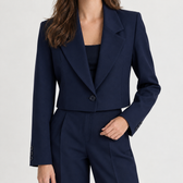 Arnhild Cropped Lapel Blazer - Navy Blue One