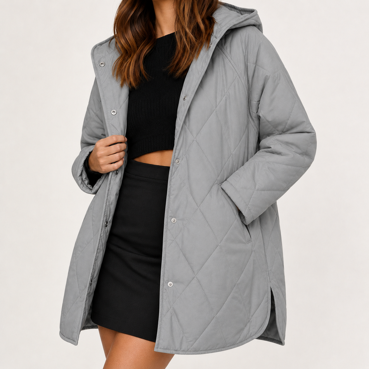 Corinne Diamond Quilted Jacket - Gray