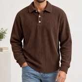Cosimo Ribbed Polo Shirt - Brown