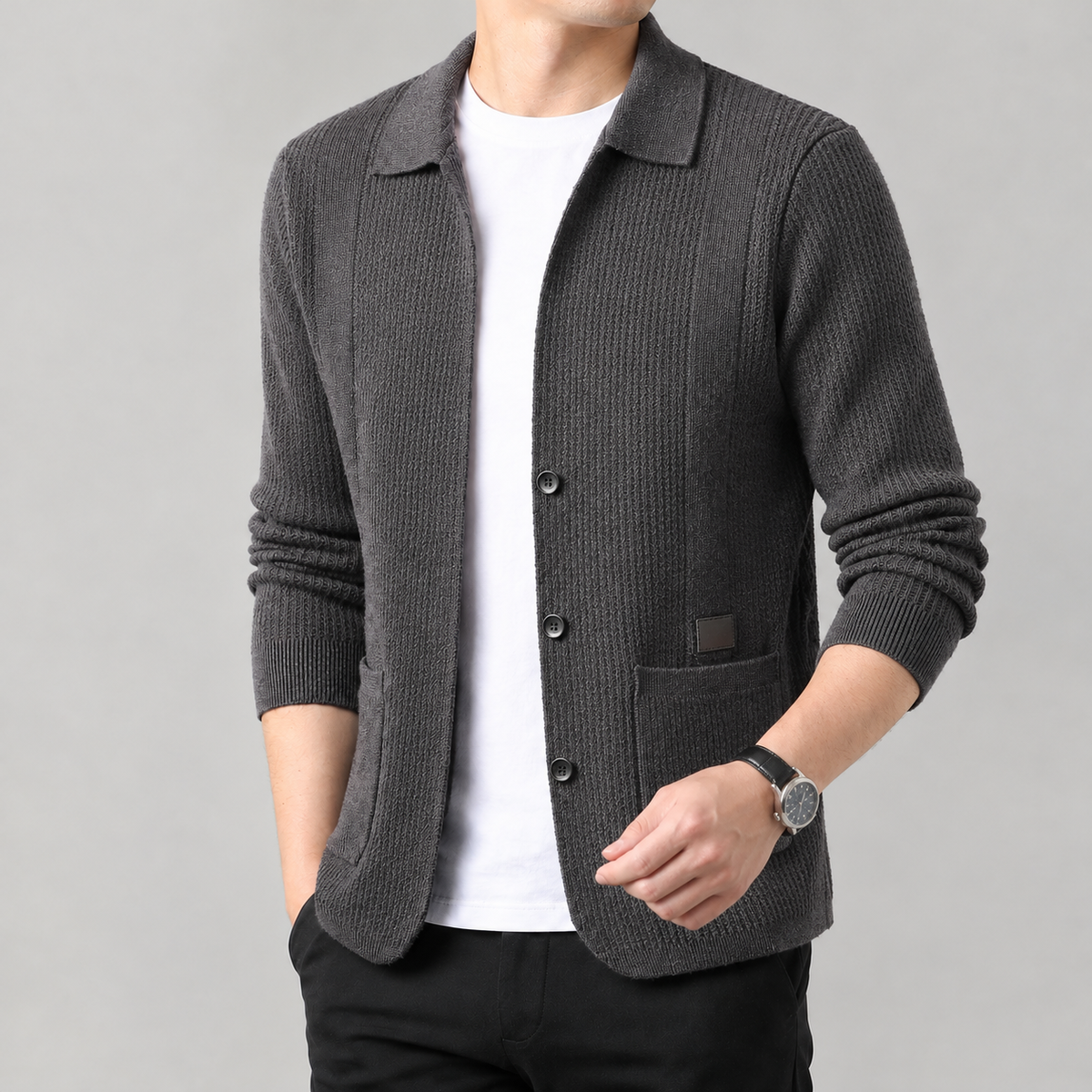 Raymond Collared Cardigan - Gray