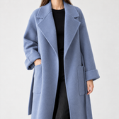 Grith Cashmere Wrap Coat - Haze Blue Luxury Australian Woo