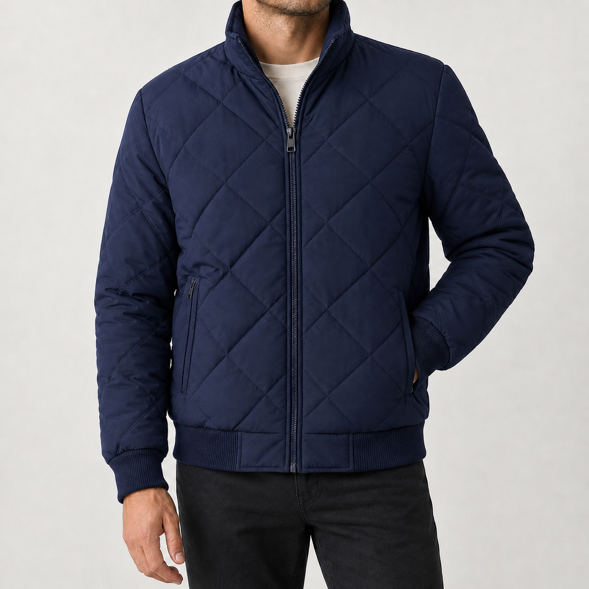 Gavin Quilted Jacket - Navy Blue