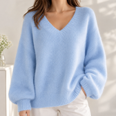 Marisa Cashmere V Neck Sweater - Light Blue