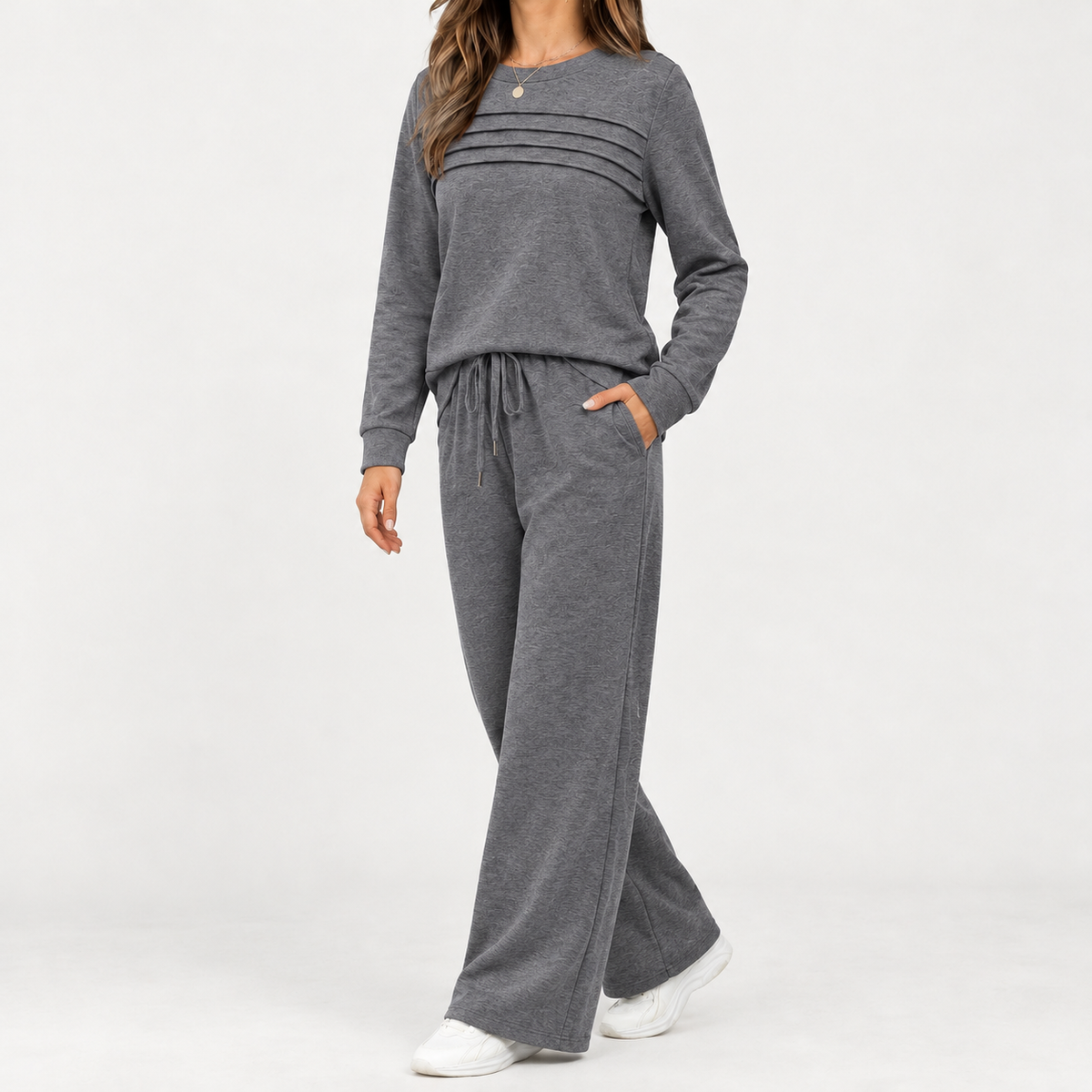 Marcella Pleated Lounge Set - Gray