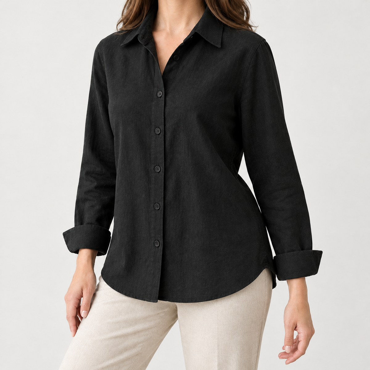 Hedwig Cotton Linen Shirt - Black