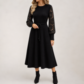 Katia Ribbed Midi Dress - Black