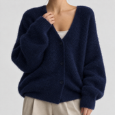 Bridget V-Neck Cardigan - Navy Blue