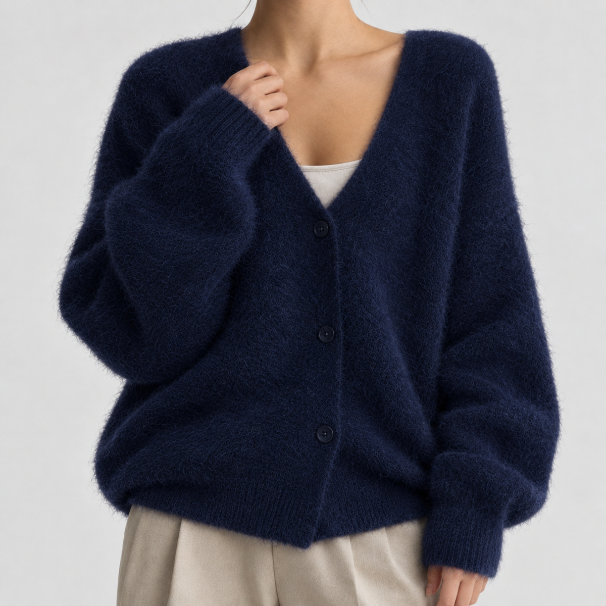 Bridget V-Neck Cardigan - Navy Blue