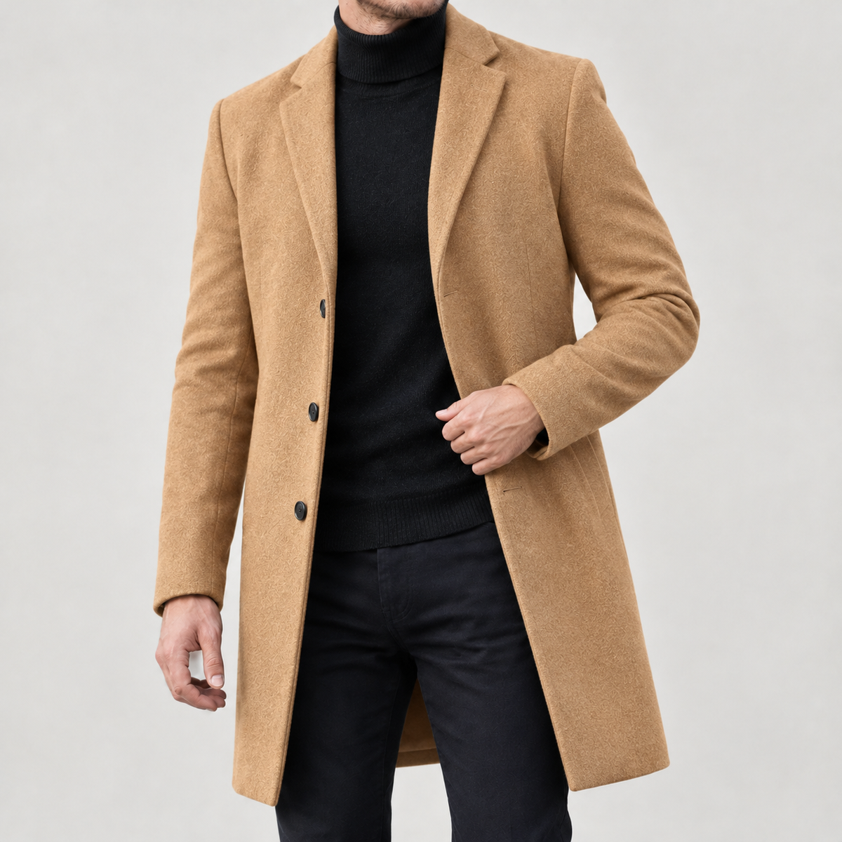 Bjarte Tailored Wool Coat - Khaki