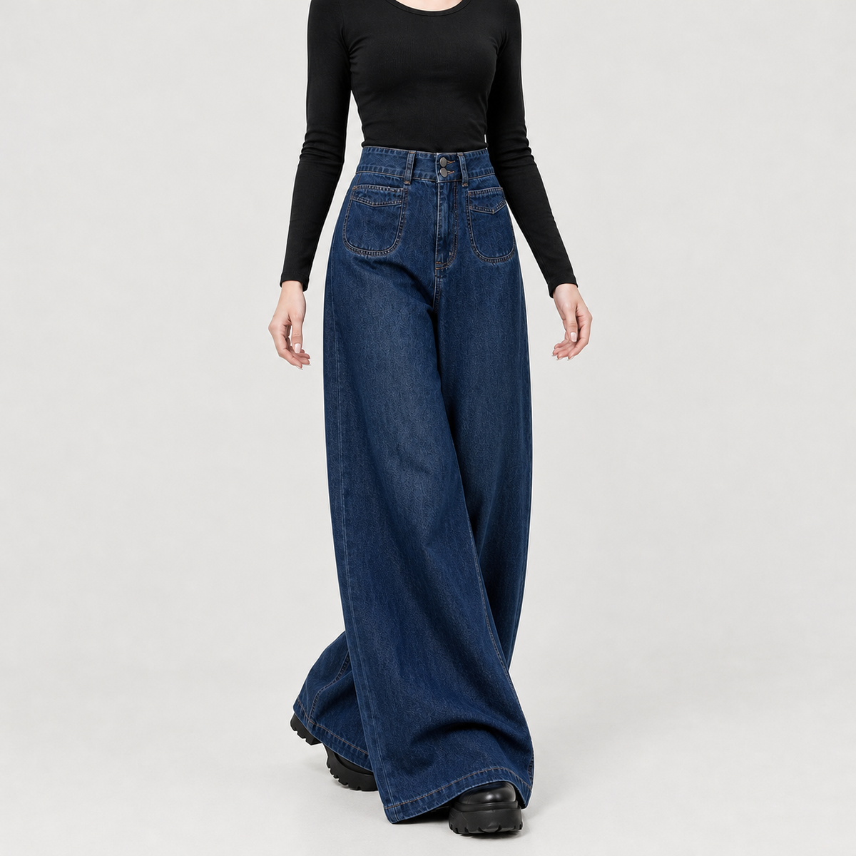 Leonora Wide Leg Jeans - Retro Blue