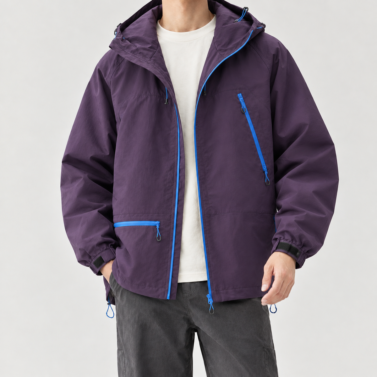 Tobias Contrast Zip Jacket - Alpine Purple