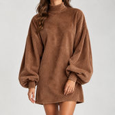 Shannon Balloon Sleeve Dress - Brown