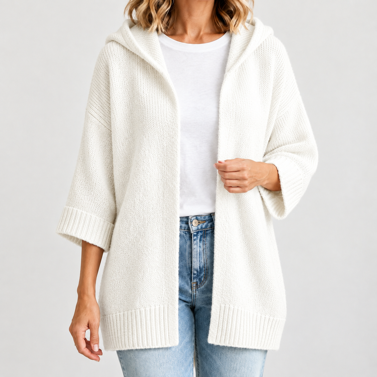 Marlies Hooded Knit Cardigan - White
