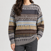 Fausta Geometric Knit Sweater - Gray