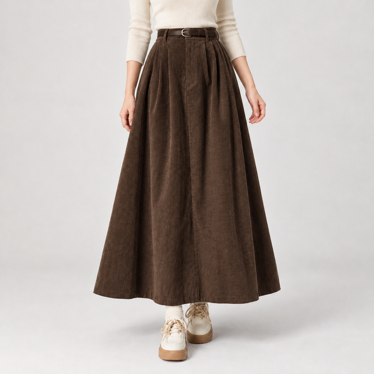 Valborg Corduroy Midi Skirt - Coffee