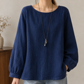 Alvina Round Neck Top - Navy Blue