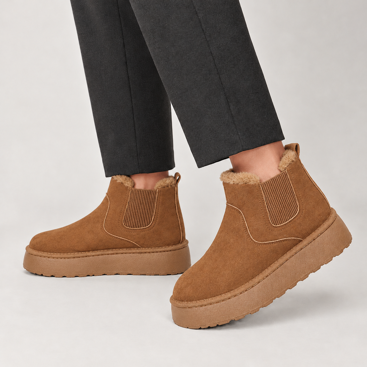 Aage Fleece Chelsea Boots - Brown