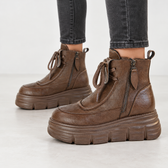 Ffion Platform Ankle Boots - Brown