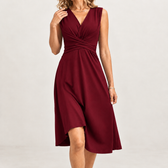 Engracia Crossover Midi Dress - Red Wine