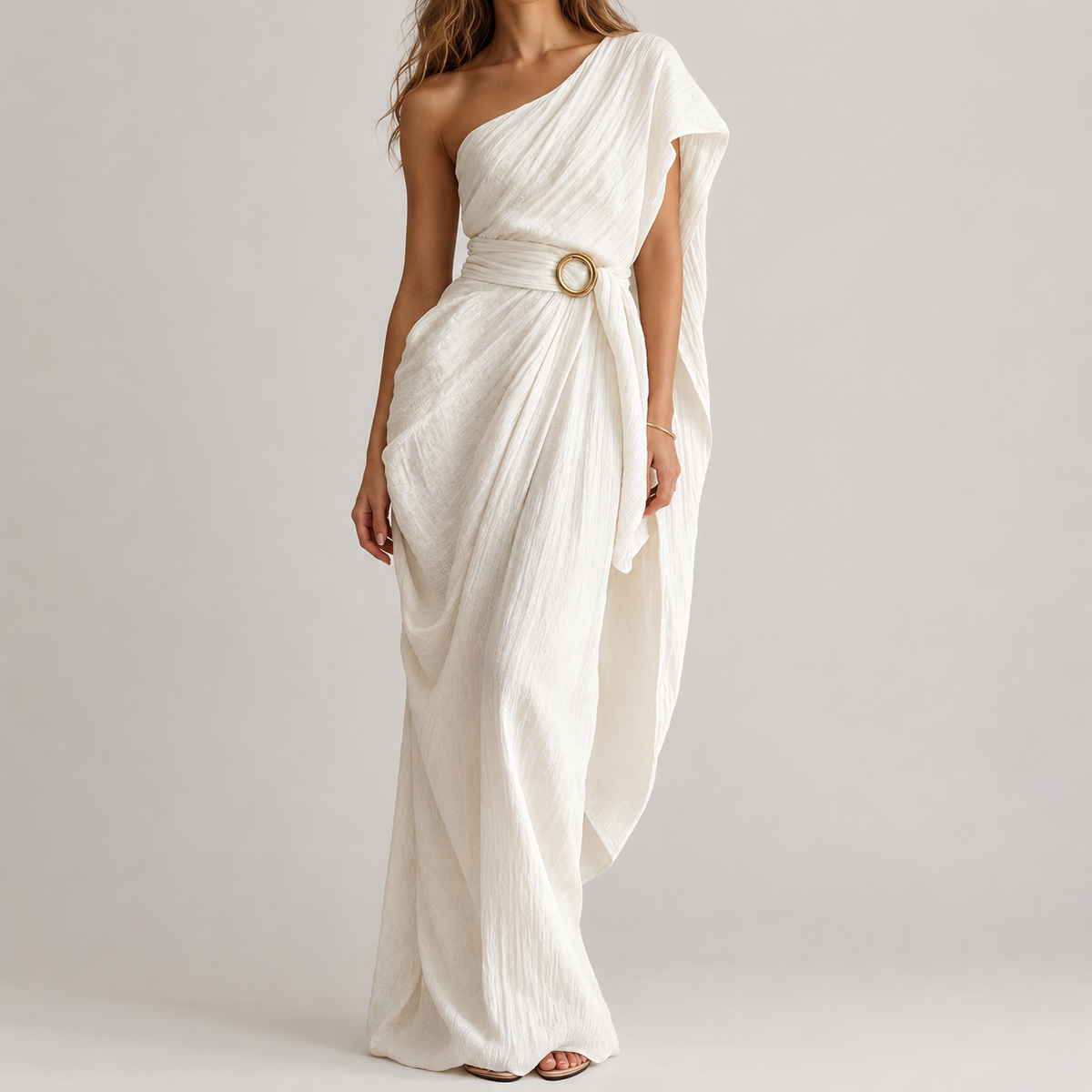 Silvia One Shoulder Dress - White
