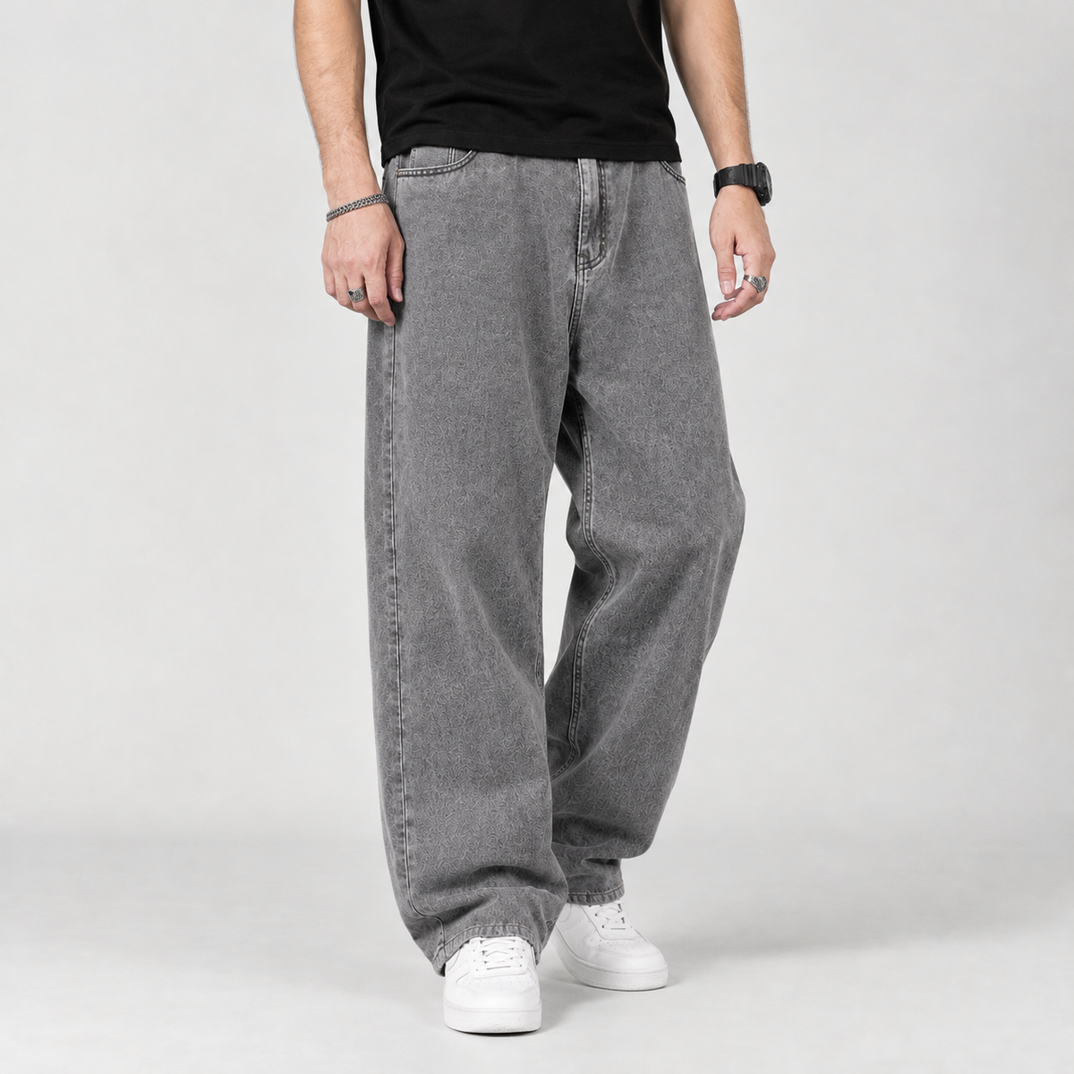 Eduardo Wide Leg Jeans - Gray
