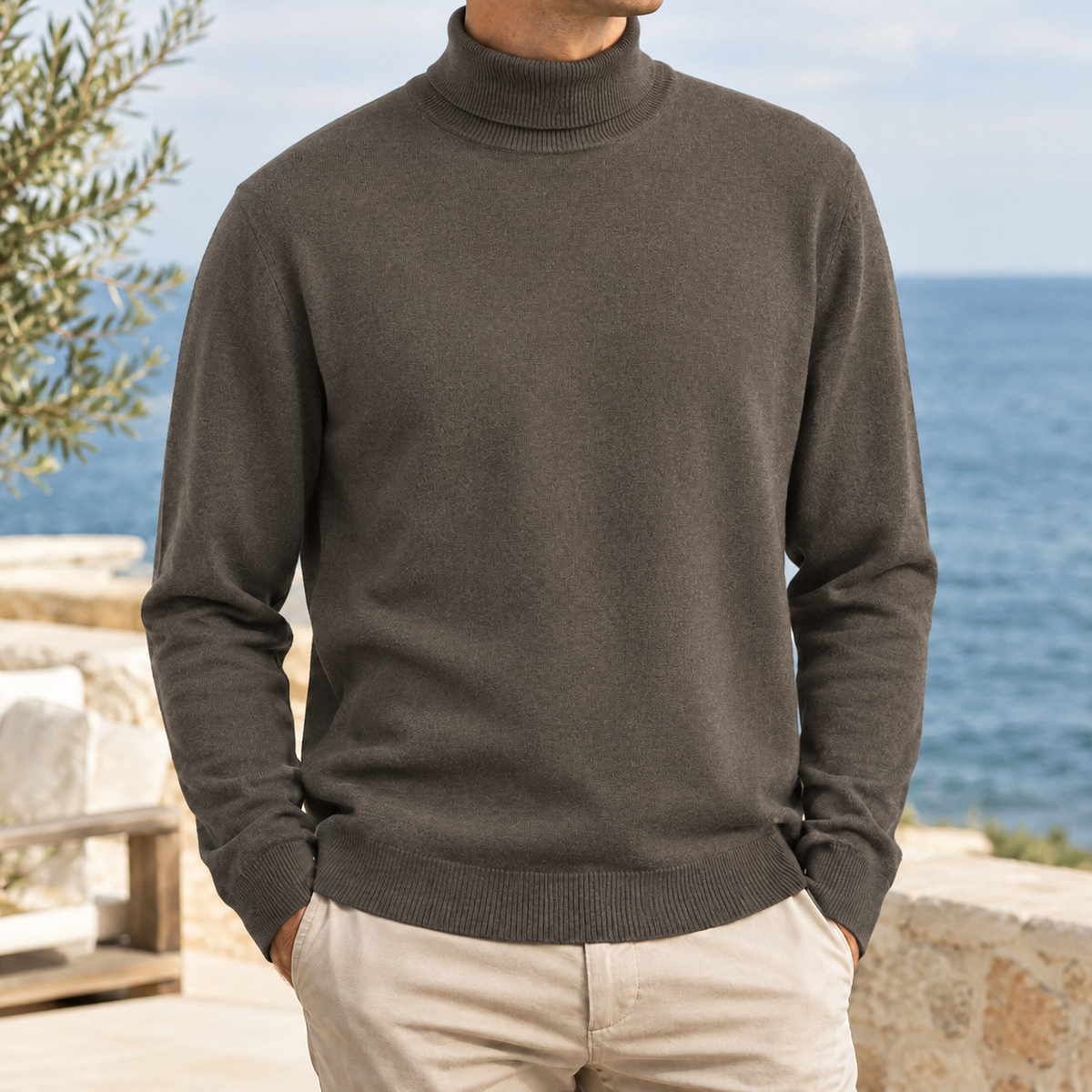 Luis Wool Turtleneck Sweater - Cloud Tea