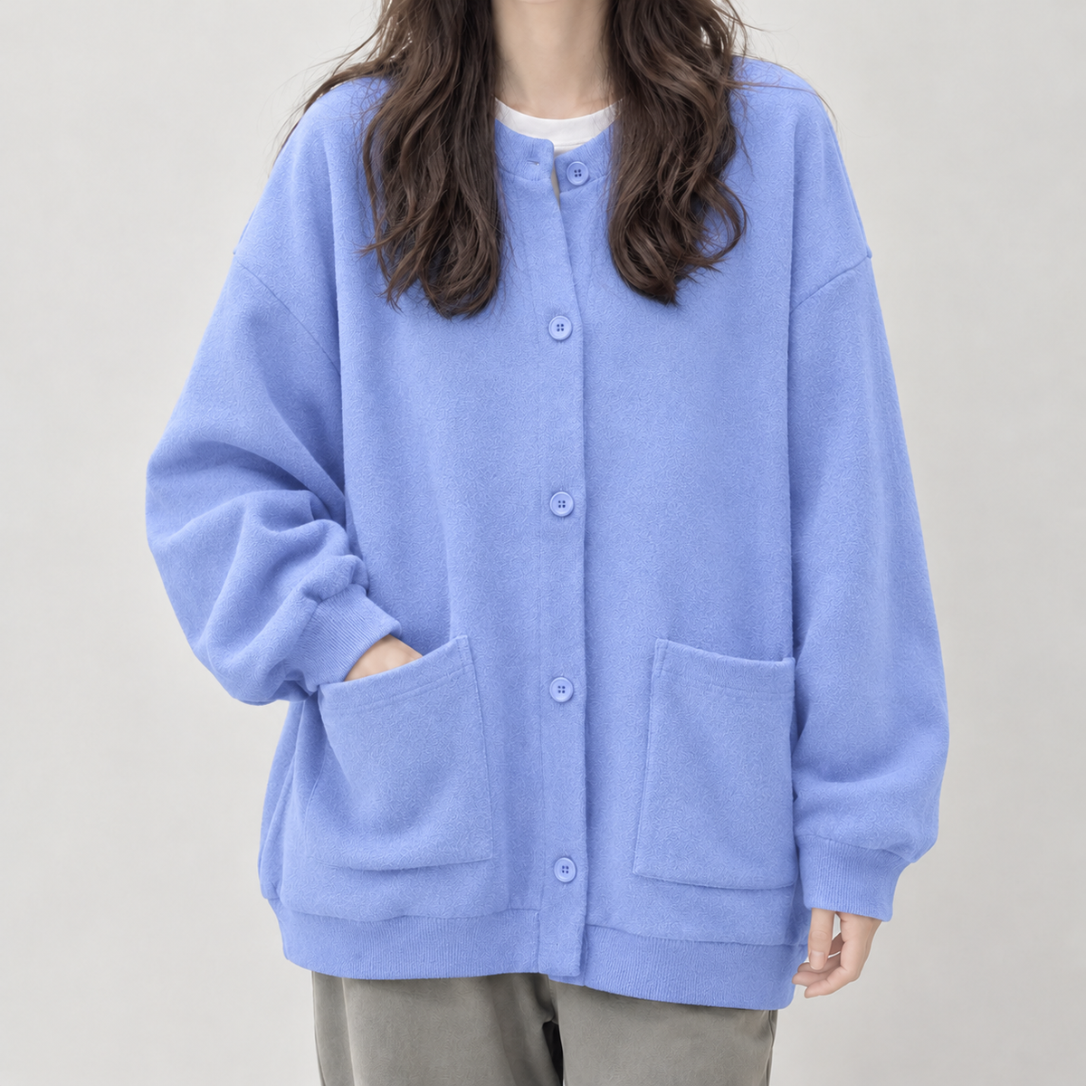 Dorien Relaxed Cardigan - Purple Blue