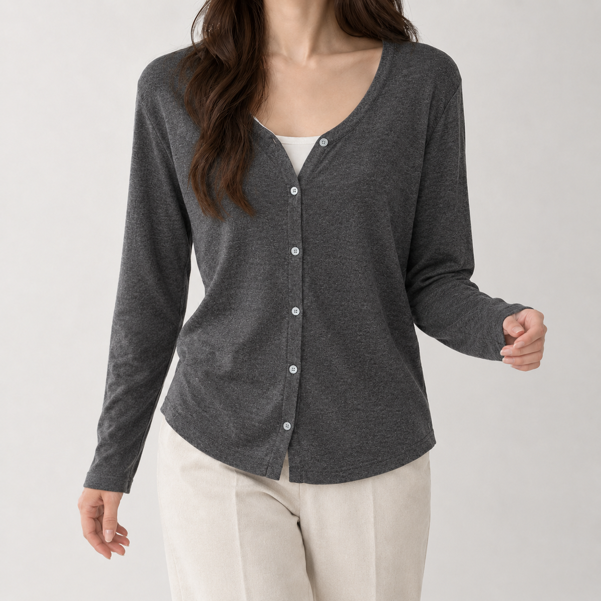 Sabrina Linen Cardigan - Meteorite Ash