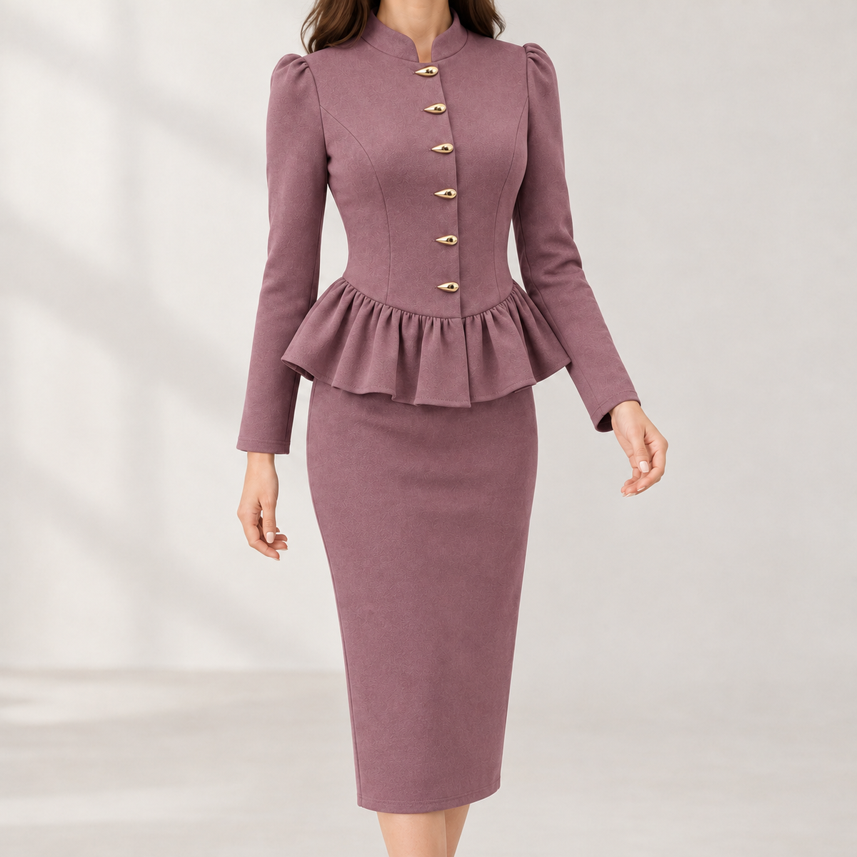 Smeralda Peplum Set - Reddish-brown