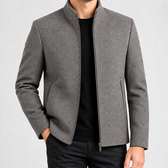 Maximus Cashmere Jacket - Khaki Stand Collar